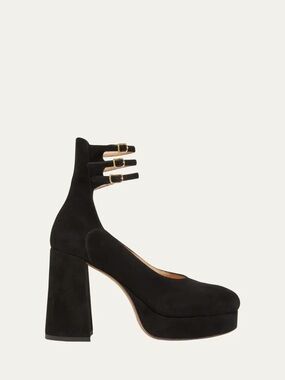 ✨ CHLOE Loti Suede Platform Block-Heel Pumps $1,350